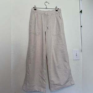 Athleta Farallon Heathered Wide Leg Crop Pant Oatmeal